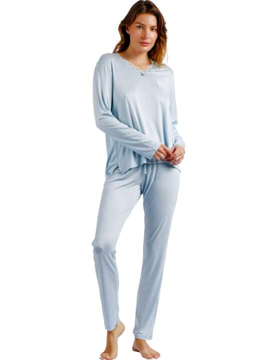 55816AD Pyjama tenue d'intérieur pantalon et haut Soft Secret Admas Bleu face