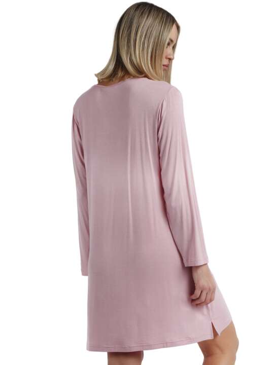 61179AD Chemise de nuit manches longues Satin Bands Admas Rose face