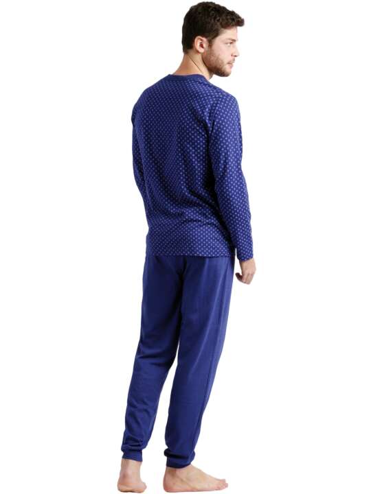 60456AD Pyjama tenue d'intérieur pantalon et chemise Spike Admas Bleu face