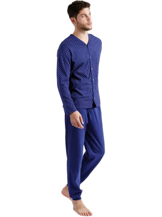 60456AD Pyjama tenue d'intérieur pantalon et chemise Spike Admas Bleu face