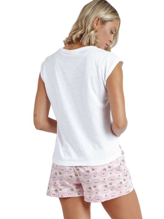 60114AD Pyjama tenue d'intérieur short t-shirt Sea World Admas Blanc face