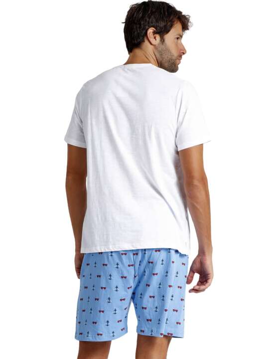 60279AD Pyjama short t-shirt Summer Holidays Admas Blanc face