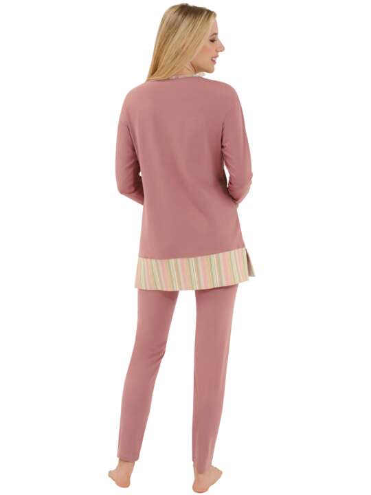 23403LI Pyjama tenue d'intérieur leggings tunique manches longues Maxine Lisca Rose face