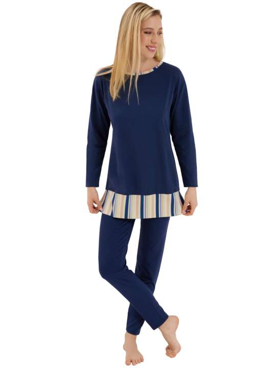 23403LI Pyjama tenue d'intérieur leggings tunique manches longues Maxine Lisca Bleu face