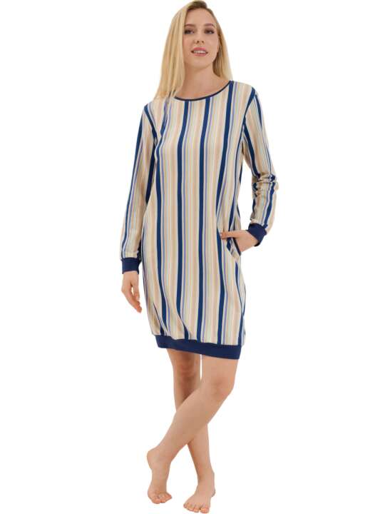 23404LI Chemise de nuit manches longues Maxine Lisca Bleu face