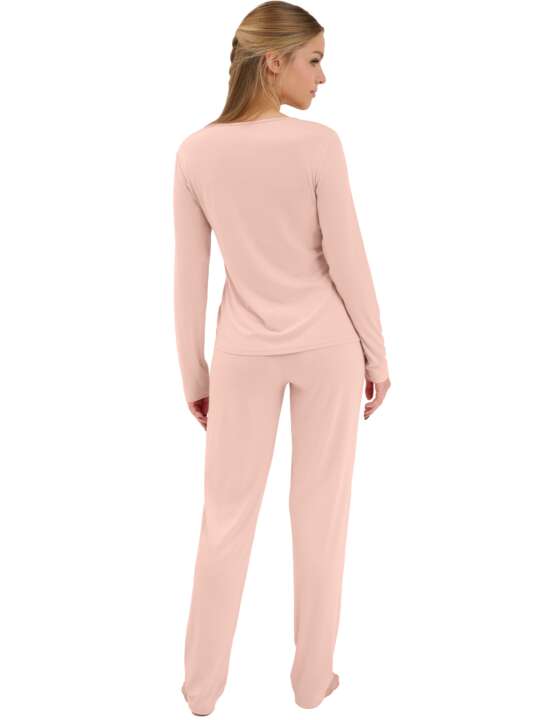 23405LI Pyjama tenue d'intérieur pantalon top manches longues Mirabelle Lisca Rose face