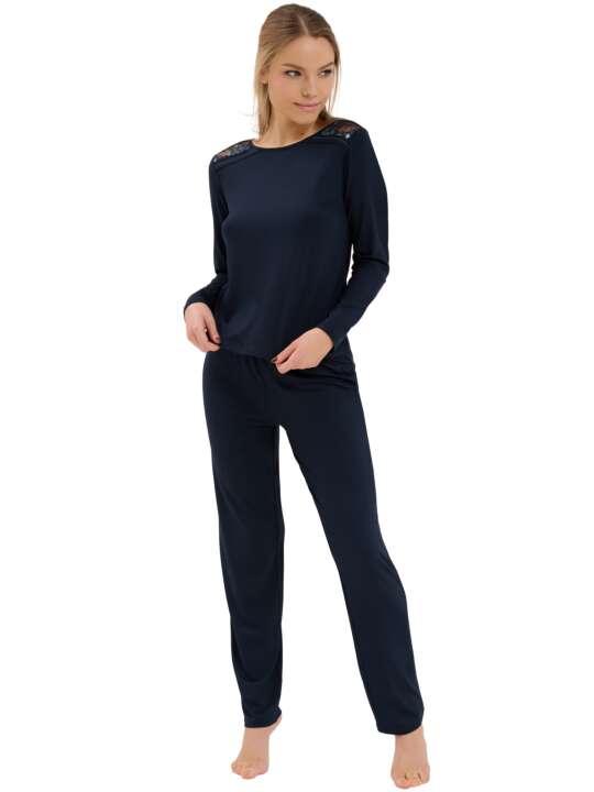 23405LI Pyjama tenue d'intérieur pantalon top manches longues Mirabelle Lisca Bleu face