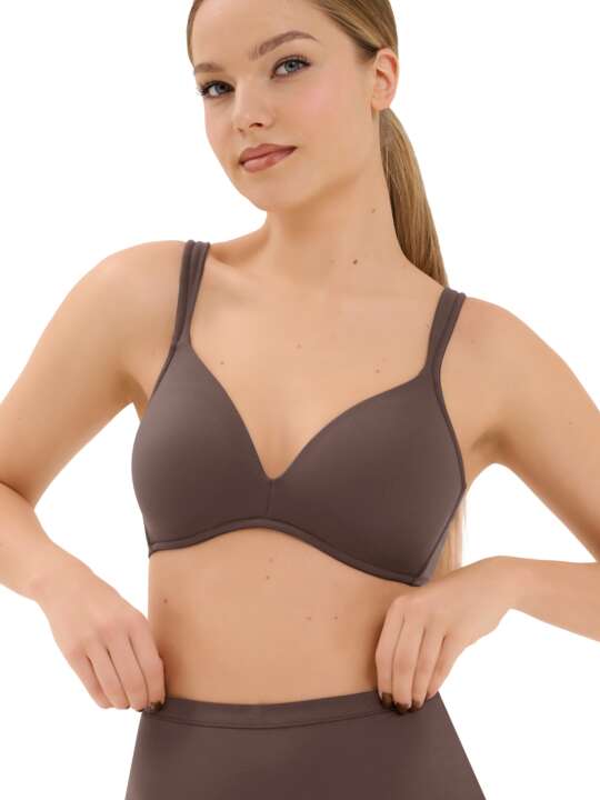 20335LI Soutien-gorge préformé décolleté profond sans armatures Maya Lisca Chocolat face