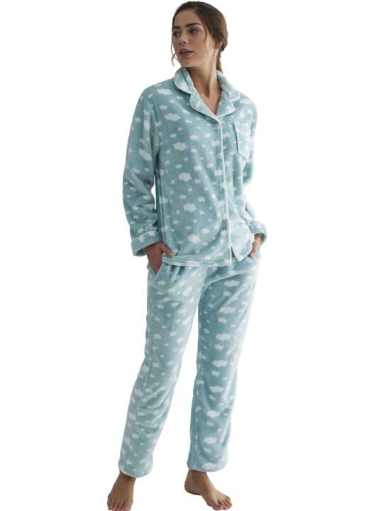 P6176SE Pyjama pantalon chemise manches longues Polar Joven Selmark Vert face