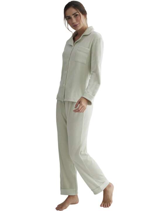 P6276SE Tenue détente et intérieur pyjama pantalon chemise Polar Soft Selmark Vert face
