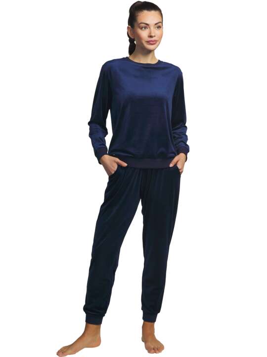 P7173SE Tenue détente et intérieur pyjama pantalon sweat Sport Selmark Bleu Marine face