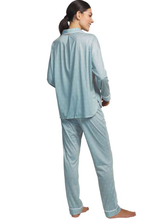 P7676SE Pyjama pantalon chemise manches longues Algodon Selmark Vert face