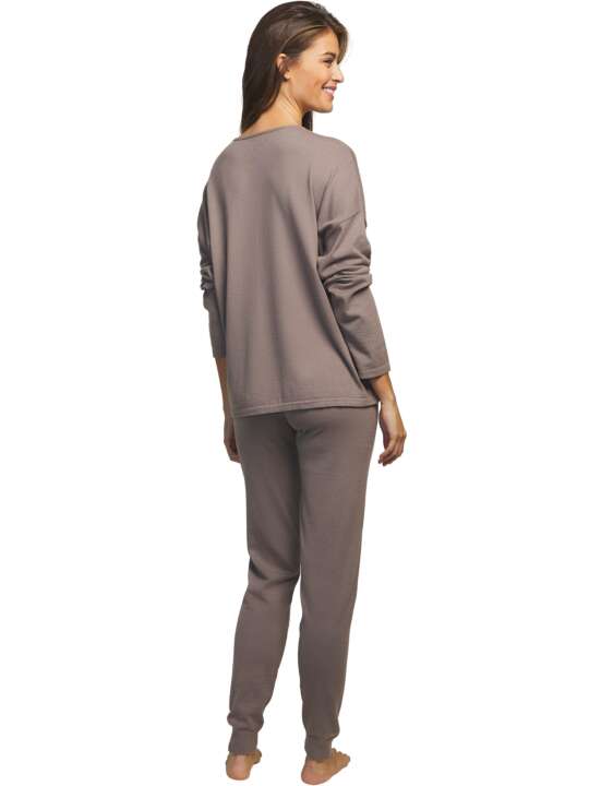 P7773SE Tenue détente et intérieur pyjama pantalon haut Tricot Selmark Taupe face