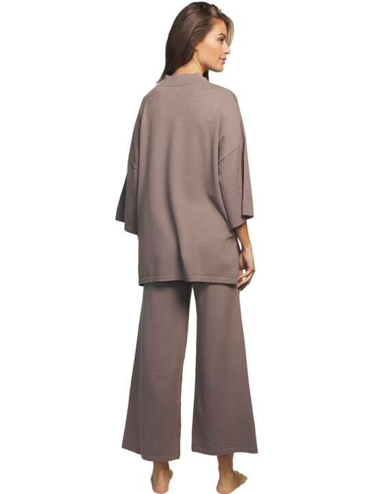 P7776SE Loungewear and loungewear pyjamas trousers shorts tunic Tricot Selmark Taupe face