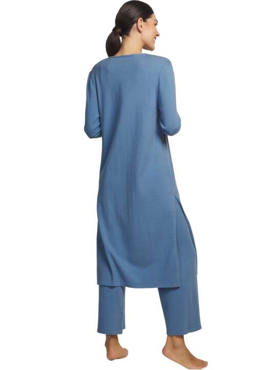 P7777SE Tenue 3 pièces détente et intérieur pyjama pantalon top veste Tricot Selmark Bleu face