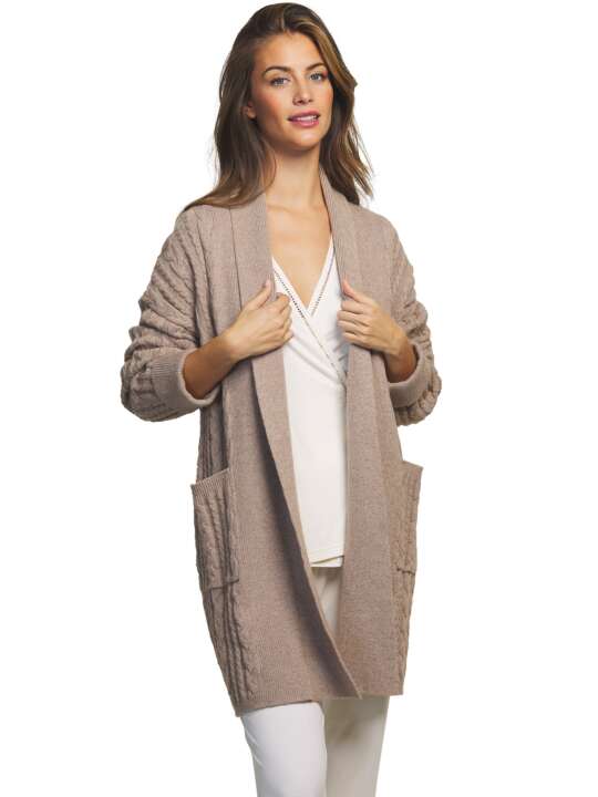 PC079SE Veste cardigan Complementos Vainica Selmark Marron face