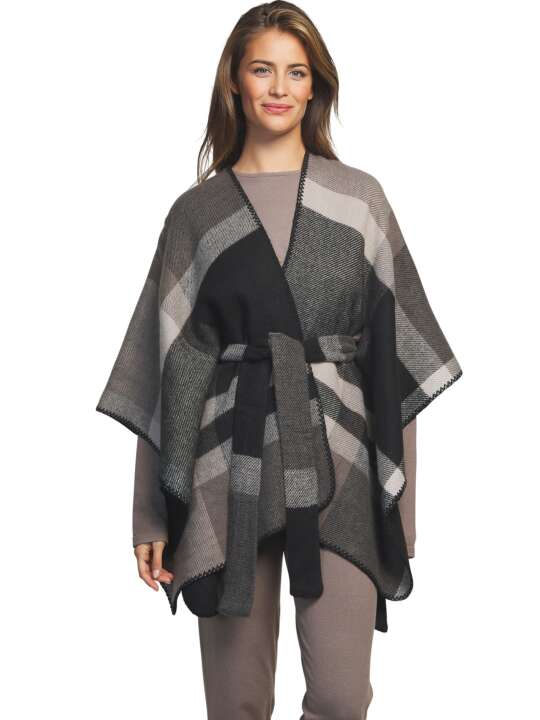 PC083SE Poncho with belt Complementos Romantica Selmark Black face