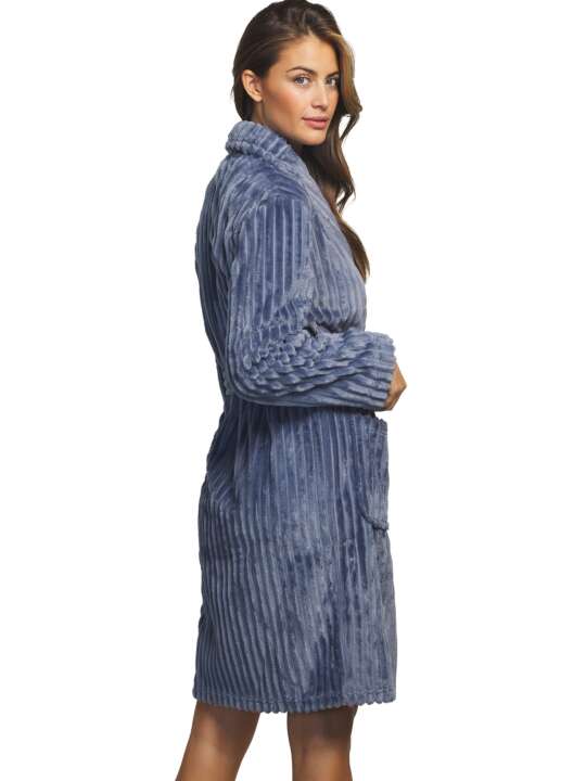 PC085SE Robe de chambre manches longues Supersoft Selmark Bleu face
