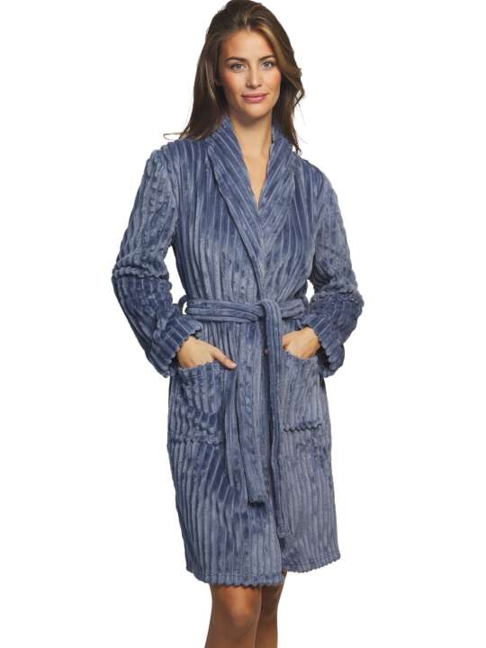 PC085SE Robe de chambre manches longues Supersoft Selmark Bleu face