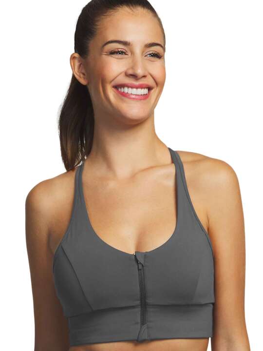 ST562SE Brassière de sport zippée Tech ST5 Selmark Gris face