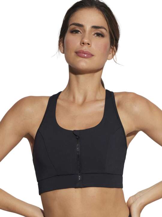 ST562SE Brassière de sport zippée Tech ST5 Selmark Noir face