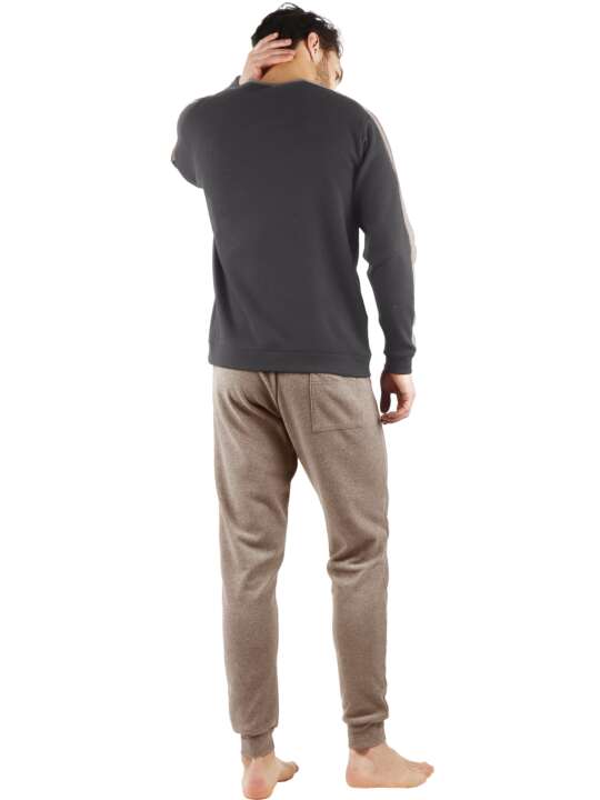 56540AD Pyjama tenue d'intérieur pantalon et haut manches longues Solid Admas Gris face