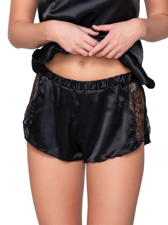 82002LU Short Bas pyjama Prestige Satin Luna Splendida Noir face