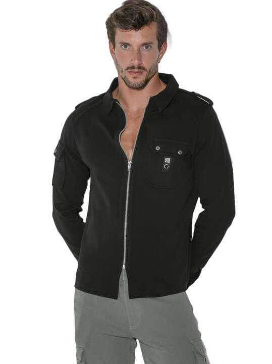 9724COD Veste de survêtement zippée Cargo Code22 Noir face