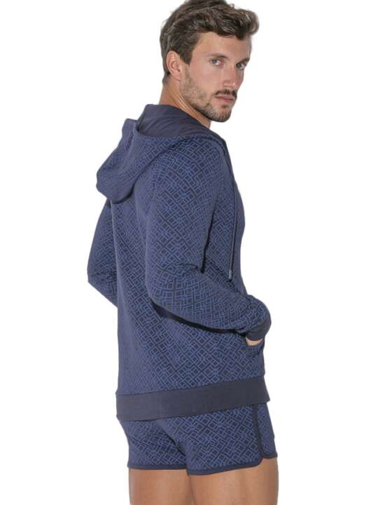 9811COD Veste de sport zippée à capuche Geo Code22 Bleu Marine face