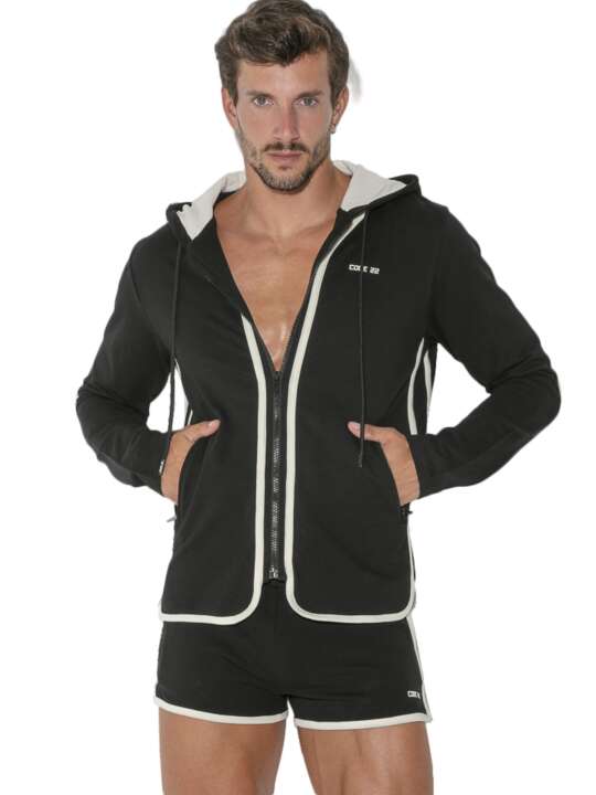 9815COD Veste de sport zippée à capuche Focus Code22 Noir face