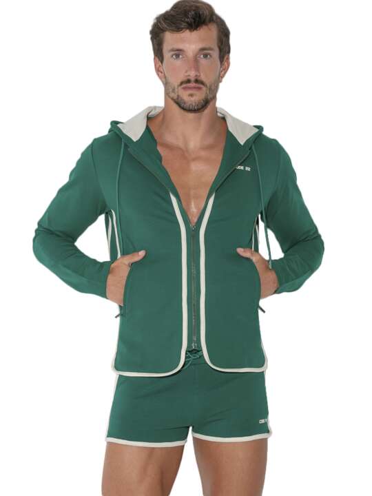 9815COD Veste de sport zippée à capuche Focus Code22 Vert face