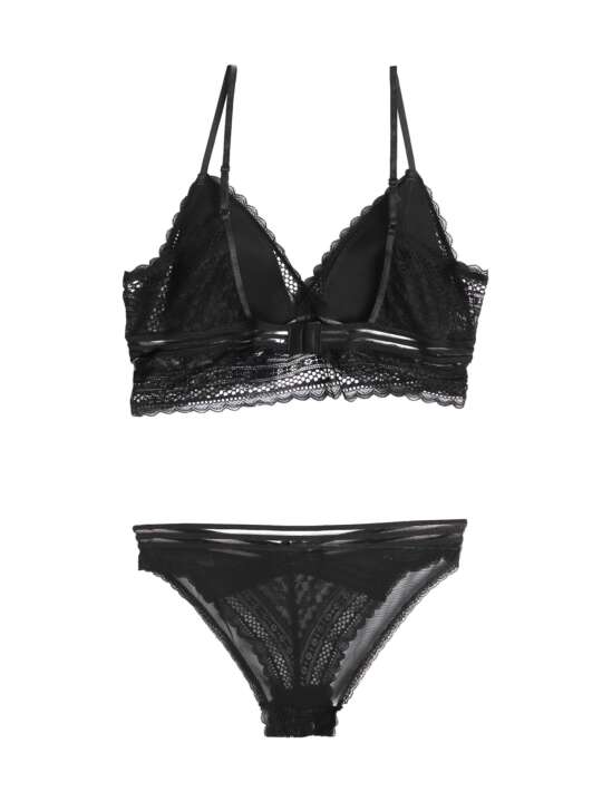 44584AD Ensemble soutien-gorge triangle et slip Gift Admas Noir face