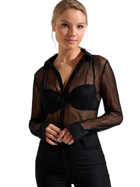 84388LI Long-sleeved sheer shirt Nightscape Lisca Black face