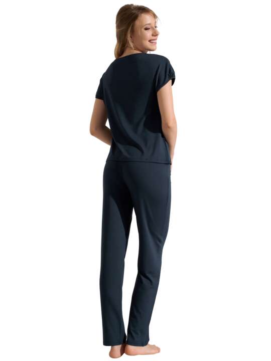 23412LI Pyjama pantalon t-shirt manches courtes Naty Lisca Bleu face