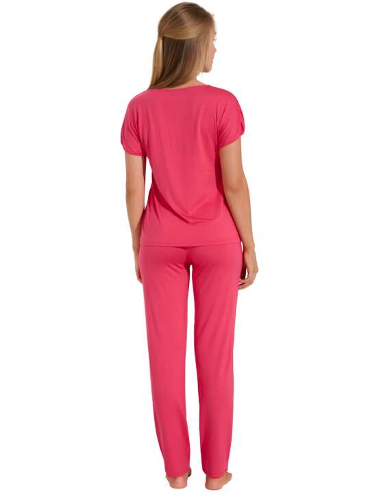 23412LI Pyjama pantalon t-shirt manches courtes Naty Lisca Corail face