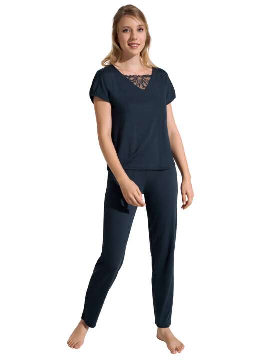 23412LI Pyjama pantalon t-shirt manches courtes Naty Lisca Bleu face