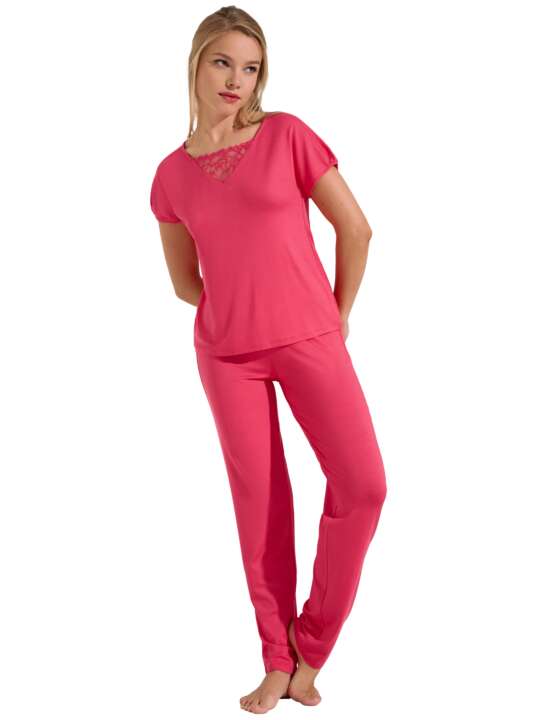 23412LI Pyjama pantalon t-shirt manches courtes Naty Lisca Corail face