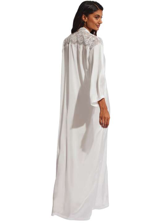31172SE Long satin negligee Matilda wedding Selmark Ivory face