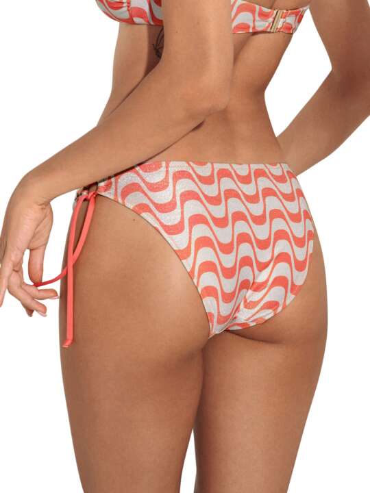 41679LI Bas maillot slip de bain taille basse à nouettes Iceland Lisca Orange face