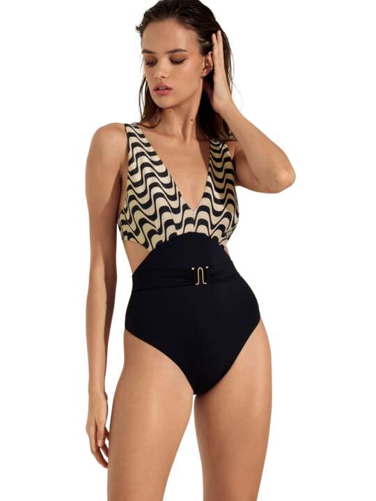 43533LI Maillot de bain une pièce monokini préformé sans armatures Iceland Lisca Noir face