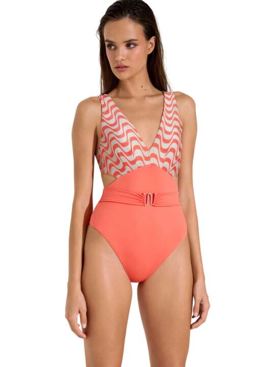 43533LI Maillot de bain une pièce monokini préformé sans armatures Iceland Lisca Orange face