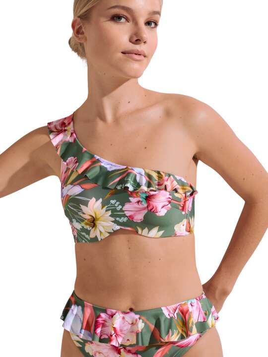 40751LI Haut maillot de bain asymétrique préformé Rimini Lisca Vert face