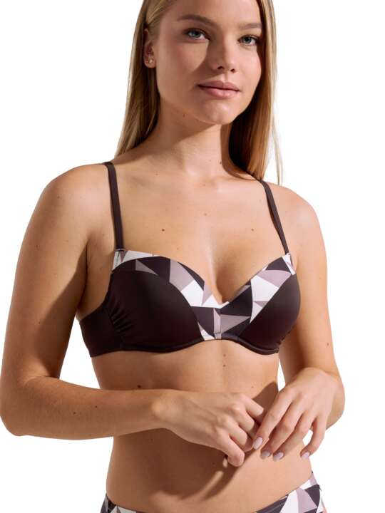 40728LI Haut maillot de bain préformé multipositions Toulouse bonnets B à E Lisca Marron face