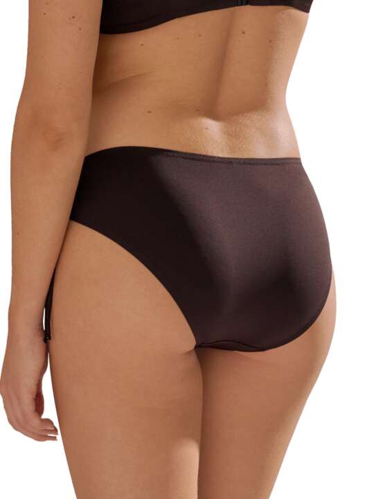 41643LI Bas maillot slip de bain taille haute côtés réglables Toulouse Lisca Marron face