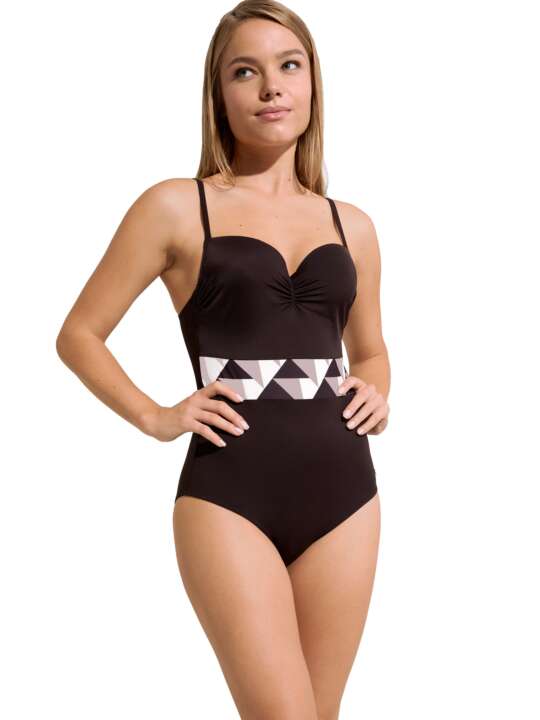 43527LI Maillot de bain une pièce préformé Toulouse Lisca Marron face