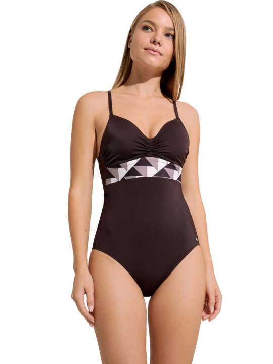 43528LI Maillot de bain une pièce préformé sans armatures Toulouse Lisca Marron face