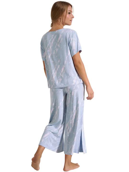 23422LI Pyjama pantacourt t-shirt manches courtes Naomi Lisca Bleu Ciel face