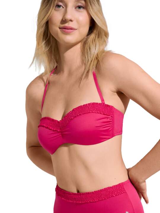 40709LI Haut maillot de bain bandeau préformé sans armatures Las Vegas Lisca Fuchsia face