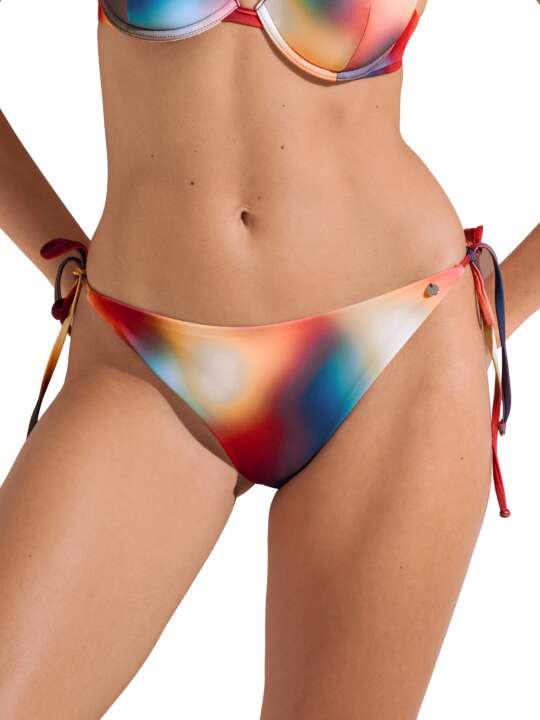 41670LI Bas maillot slip de bain taille basse à nouettes Olympia Lisca Multicolore face