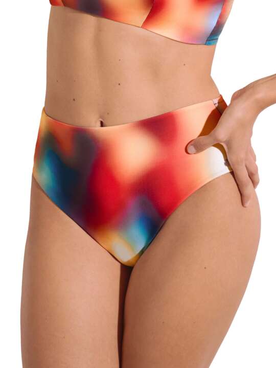 41671LI Bas maillot slip de bain échancré taille haute Olympia Lisca Multicolore face